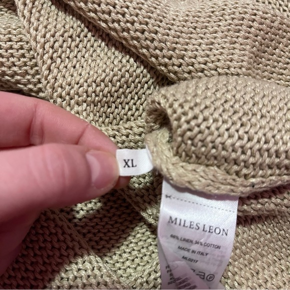 Miles Leon Sweater Men's Size XL Beige Mushroom Linen Cotton‎ Knit Loose Fit - Picture 12 of 13
